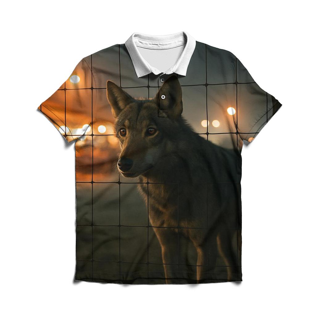Night Market Fence Line Wolf personalized polo shirts