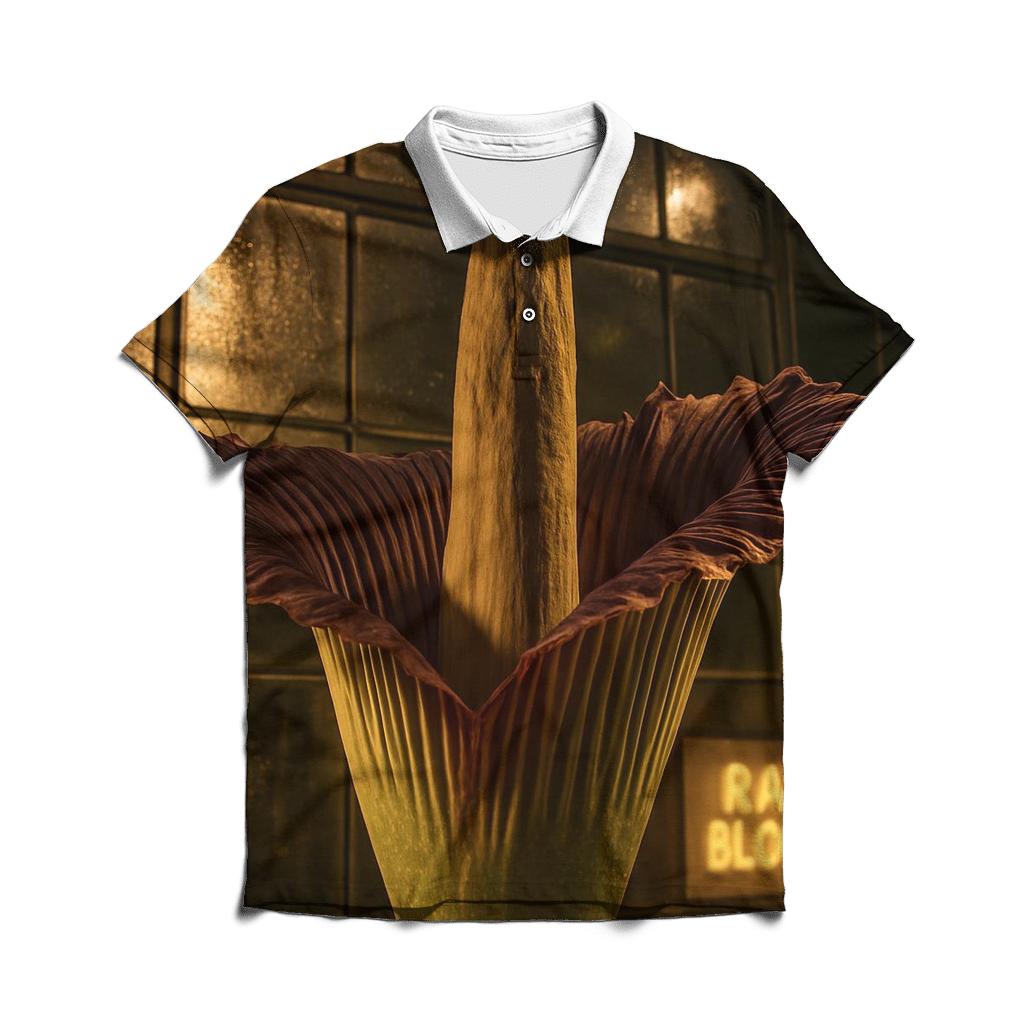 Titan Arum Bloom Inside A Conservatory branded logo polo shirts