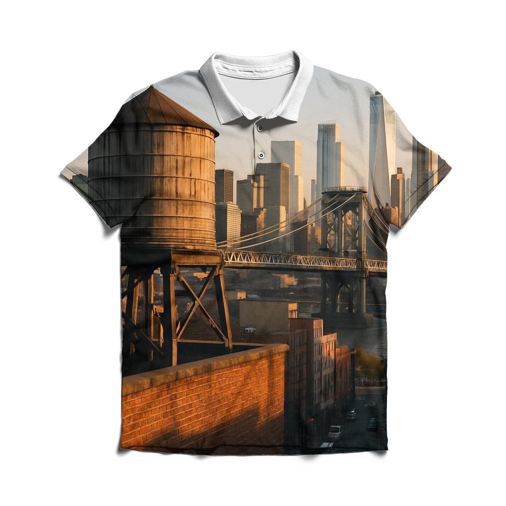 Sunrise Over Chinatown Water Towers casual sports polo shirts