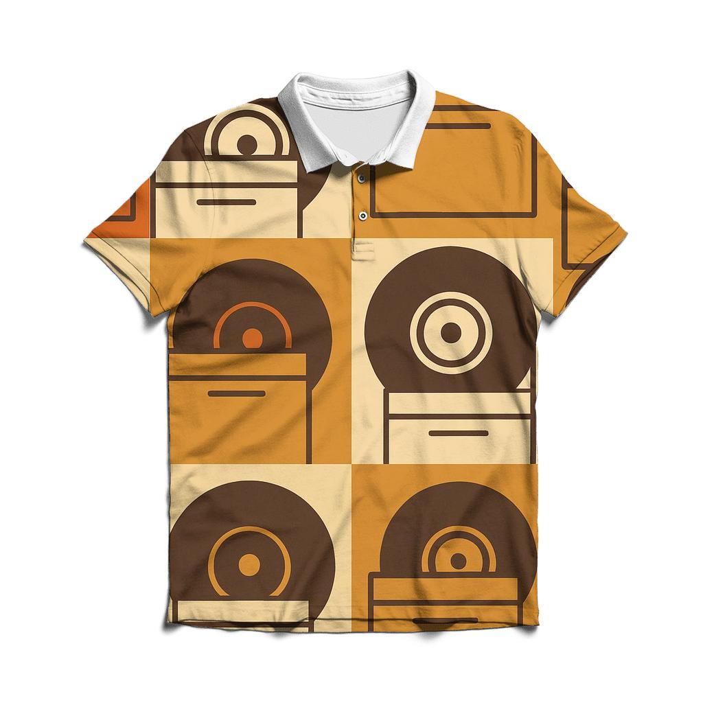 Earth Tone Record Crate Pattern designer slim fit polos