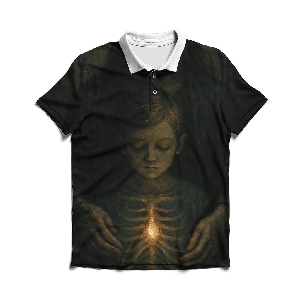 The Candle Within Your Ribs That She Shielded From The Wind branded logo polo shirts