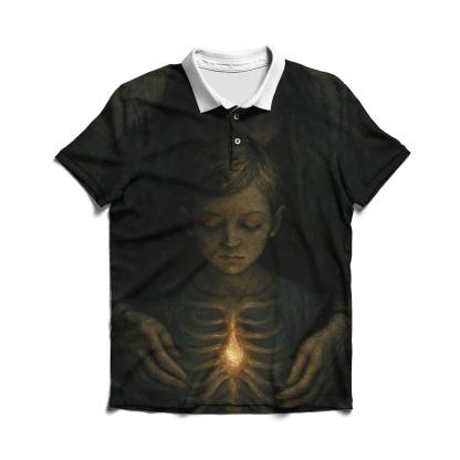 The Candle Within Your Ribs That She Shielded From The Wind branded logo polo shirts