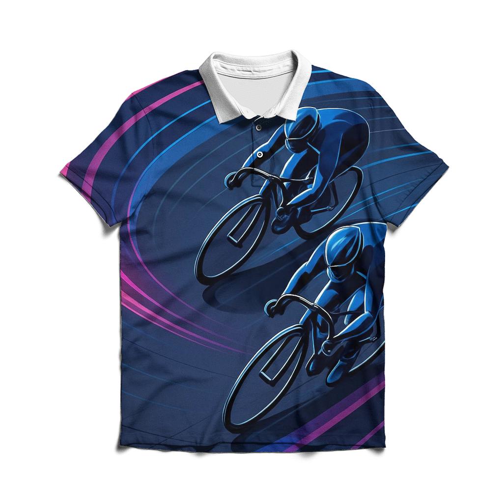 Neon Velodrome Night Pursuit casual sports polo shirts
