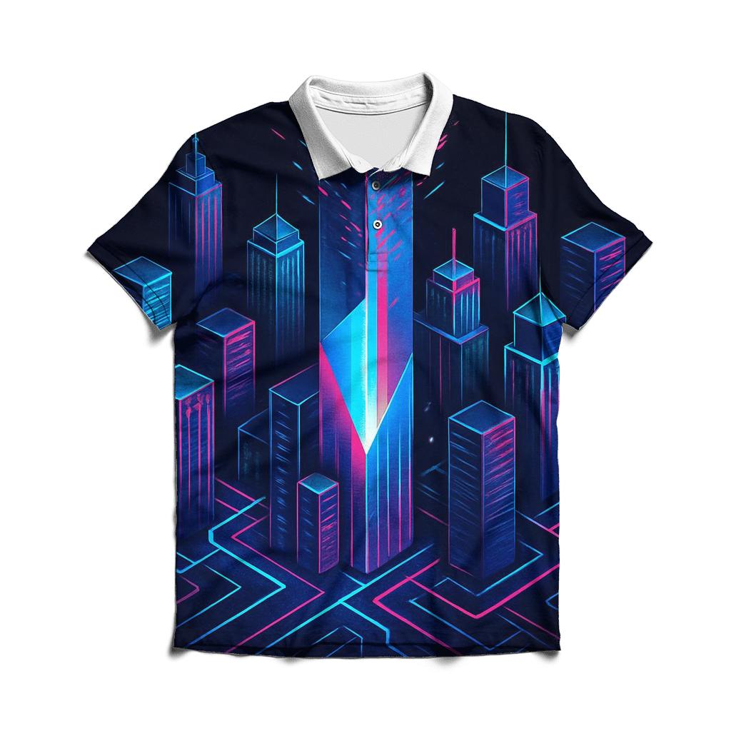 Glitch Prism City Poster classic pique polos