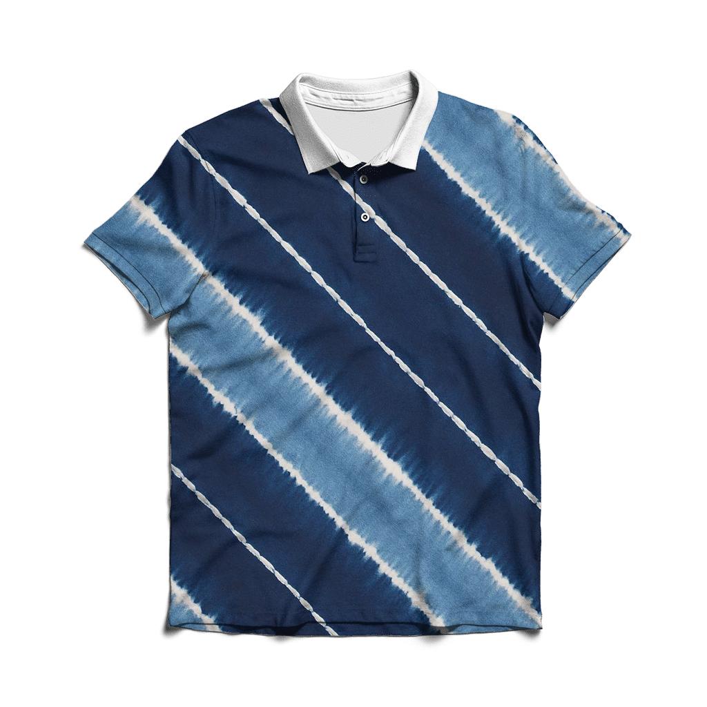 Indigo Arashi Meteor Diagonals branded logo polo shirts