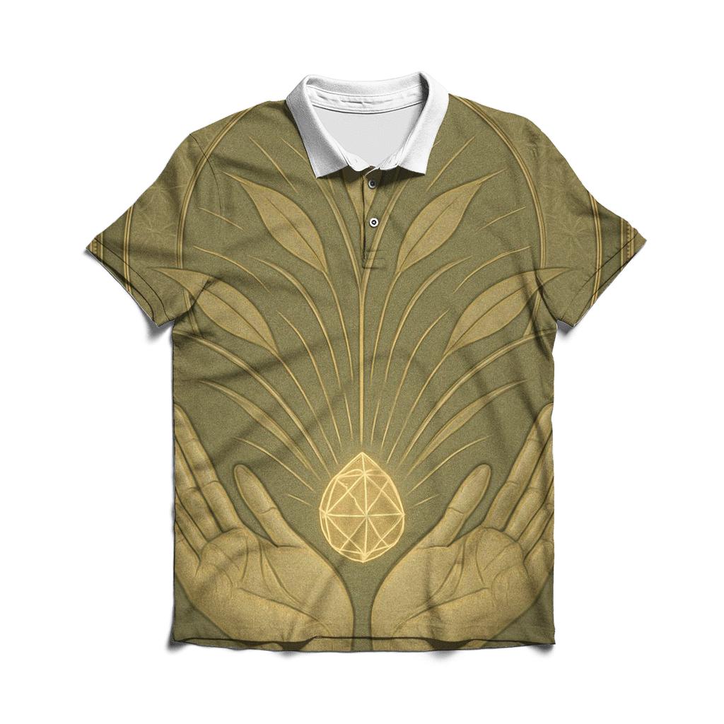 Hands Of Light And Seed Geometry premium cotton polo shirts
