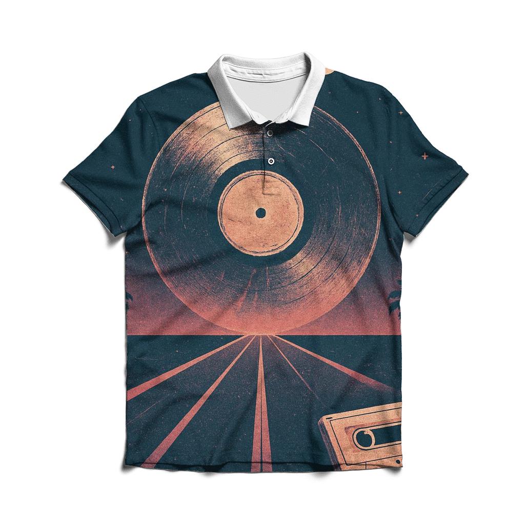 Worn Vinyl Night Drive Poster premium cotton polo shirts