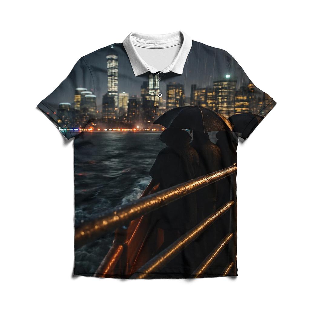 Rainy Night Arrival On The Staten Island Ferry custom polo shirts