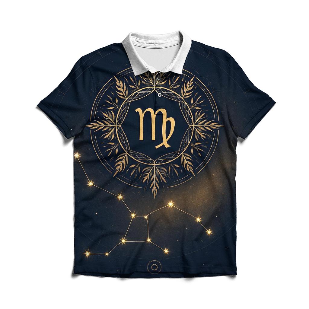 Virgo Harvest Maiden Celestial Mandala personalized polo shirts