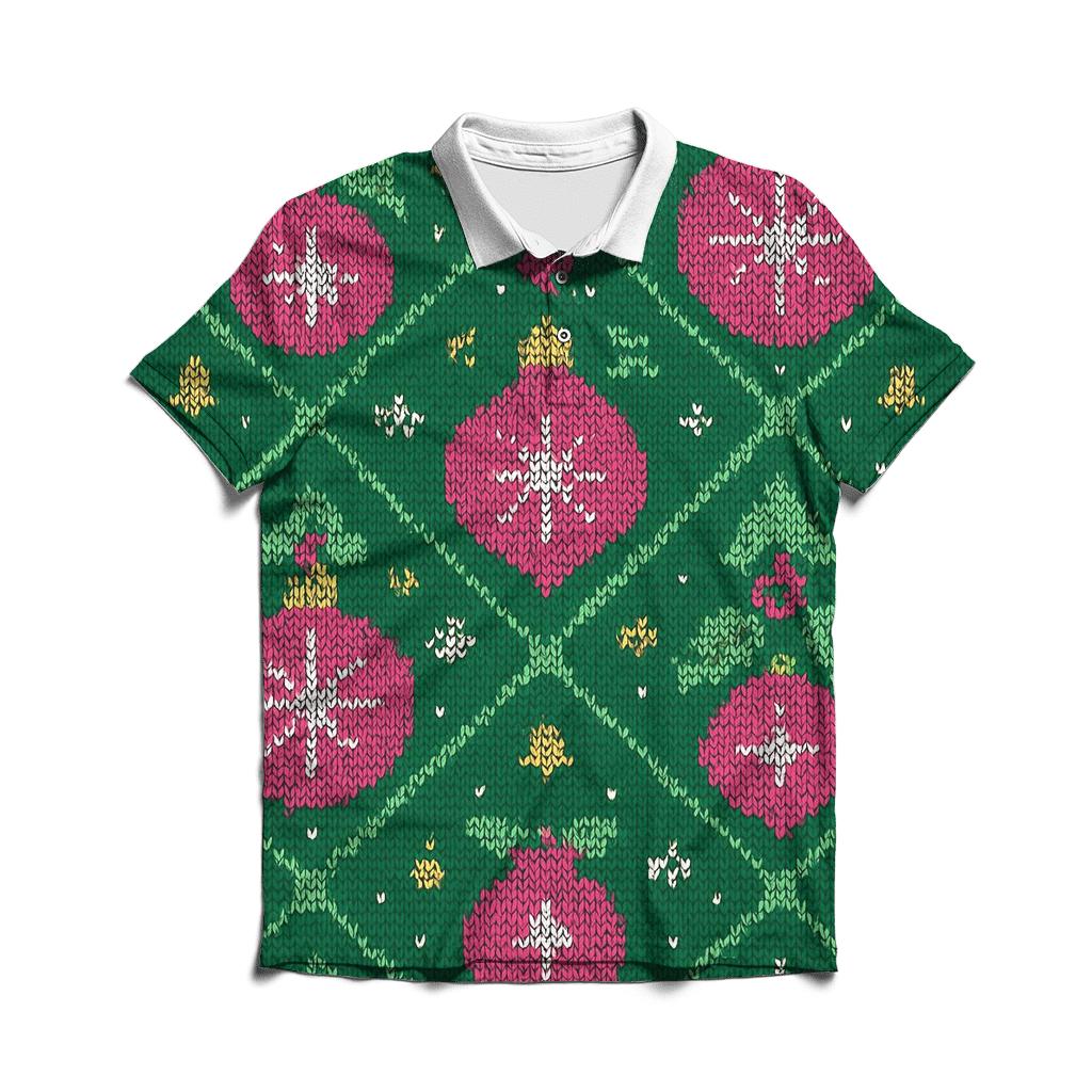 Holly Ornament Firework Lattice Design embroidered polo tops