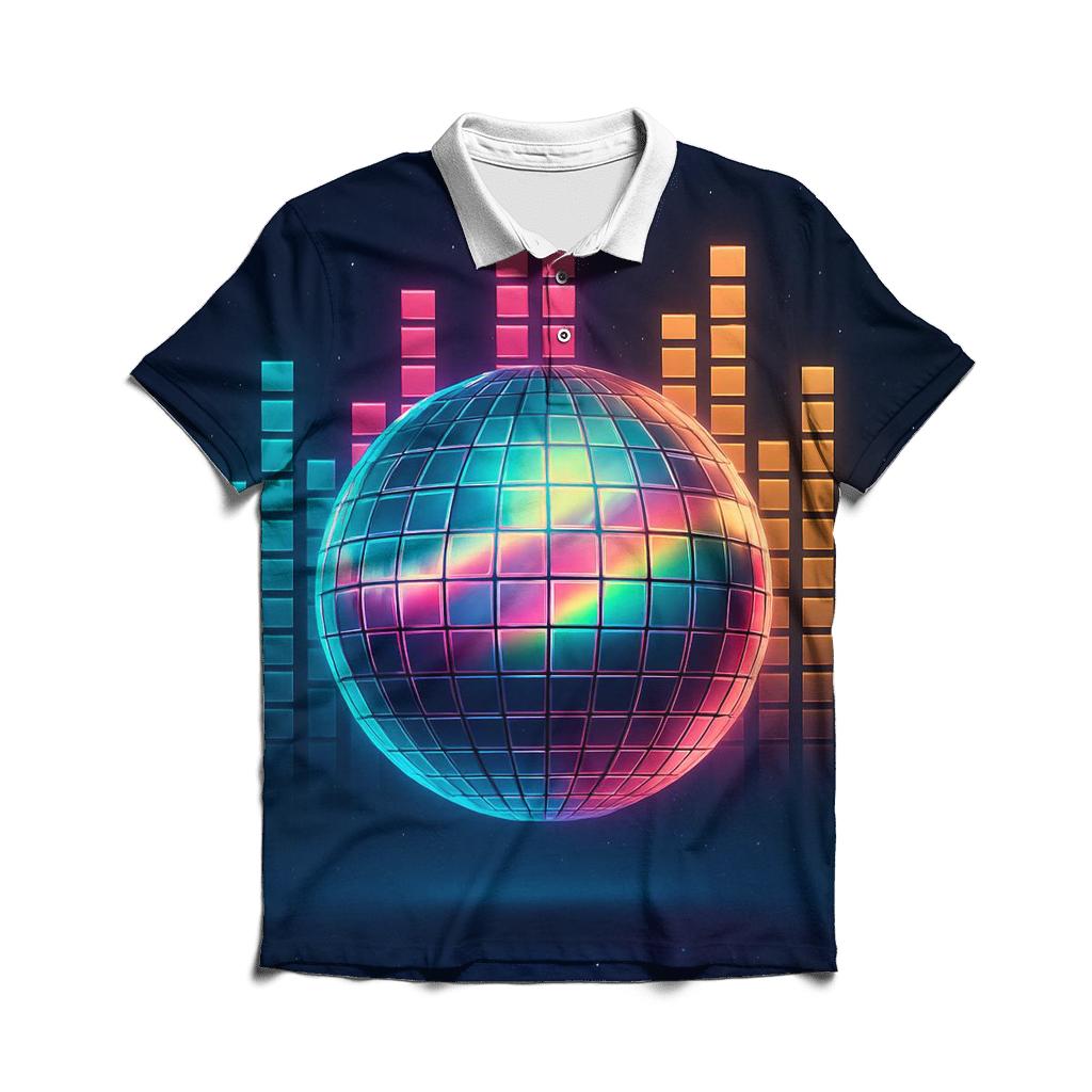 Disco Ball Aurora Grid personalized polo shirts