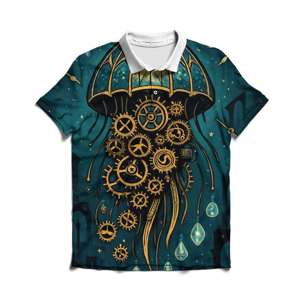 Clockwork Jellyfish Cathedral embroidered polo tops