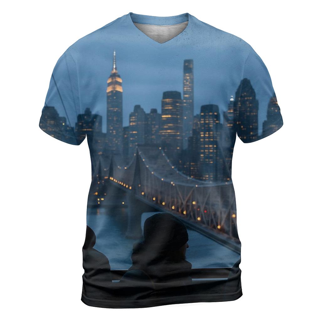 Blue Hour Through The Roosevelt Island Tram designer pattern shirts