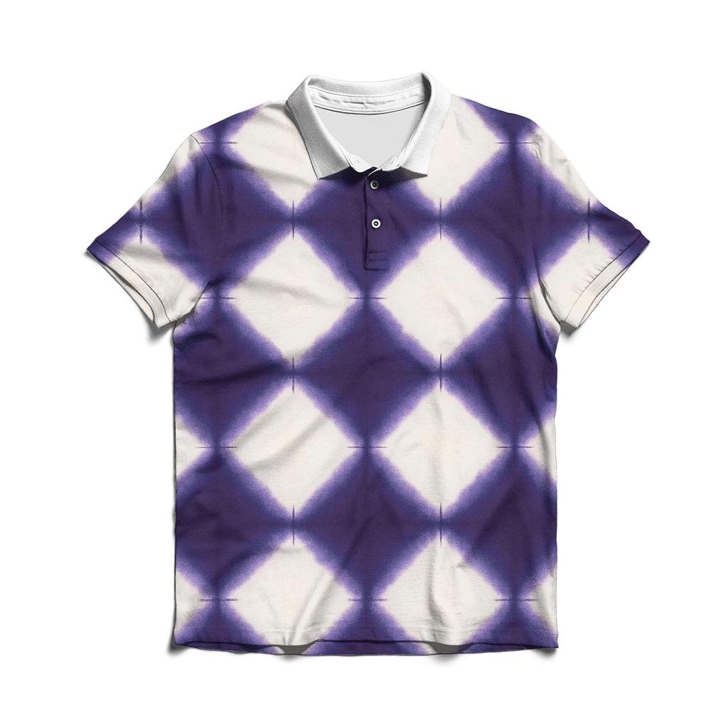 Itajime Nebula Lattice Clamp Resist embroidered polo tops