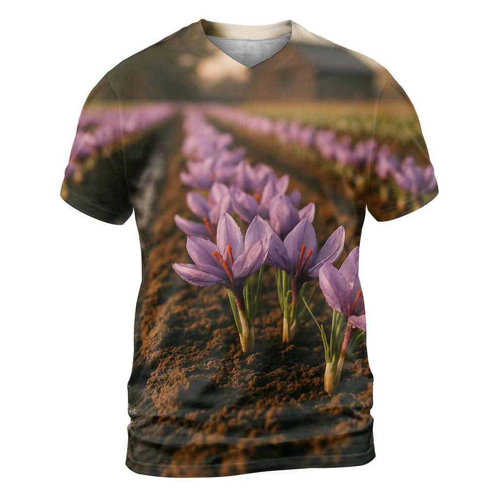 Saffron Crocus Rows After Irrigation custom all-over print shirts