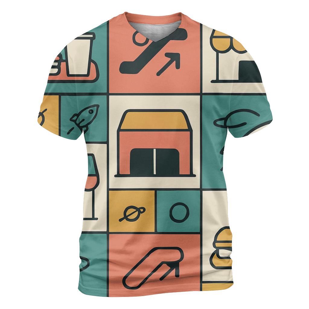 Space Mall Food Court Pattern creative print fashion shirts