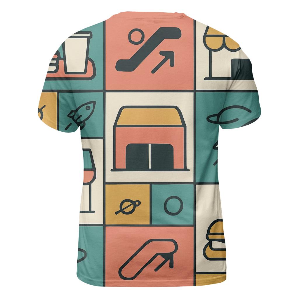 Space Mall Food Court Pattern creative print fashion shirts