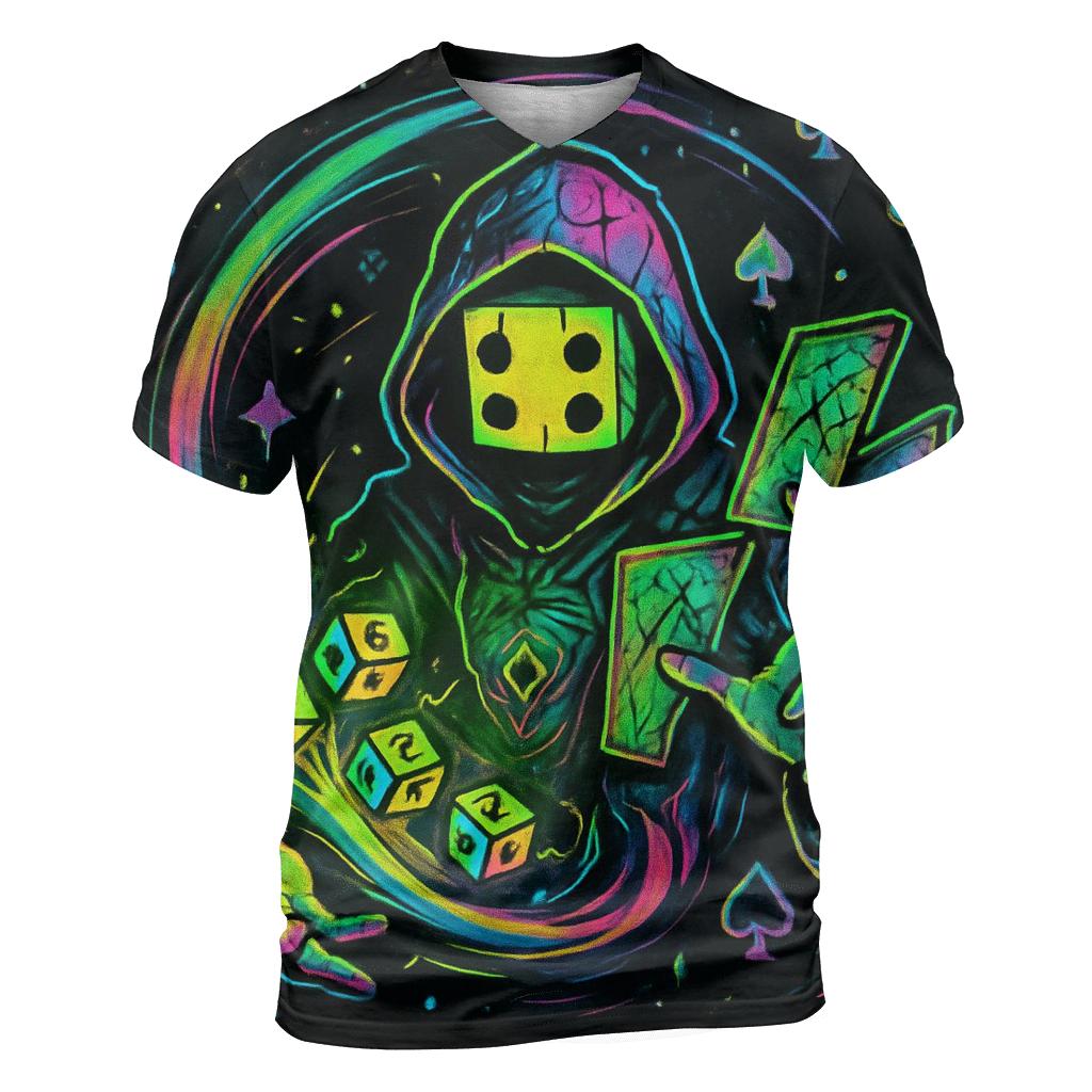 Dicefall Oracle artistic all-over print tops