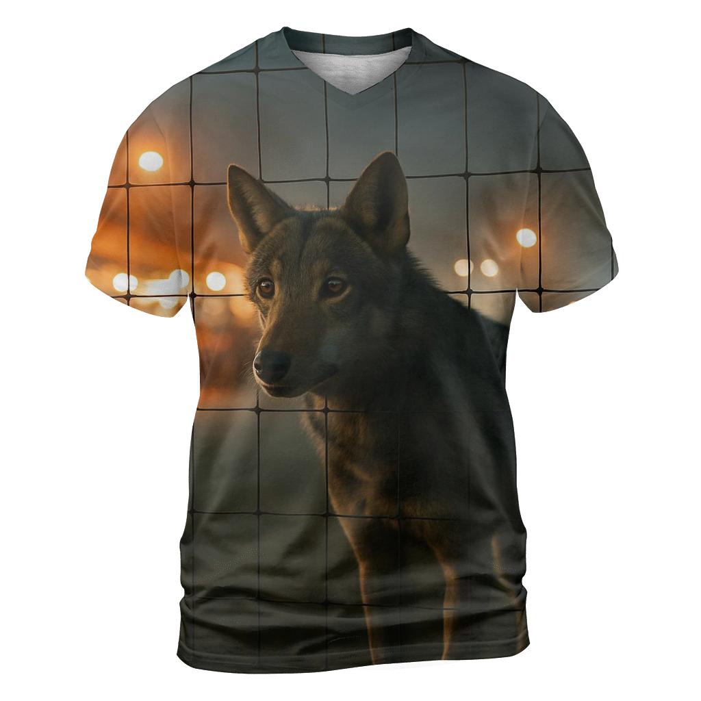 Night Market Fence Line Wolf statement graphic shirts