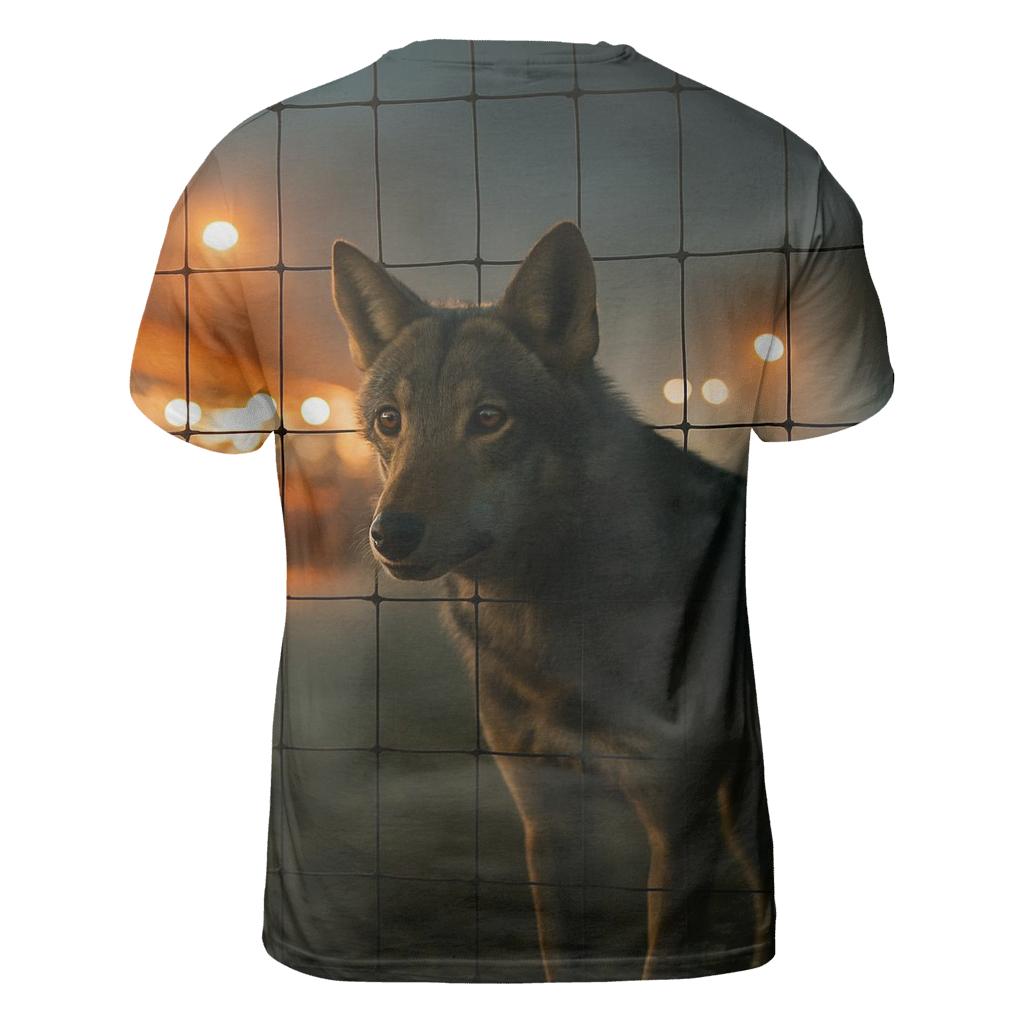 Night Market Fence Line Wolf statement graphic shirts