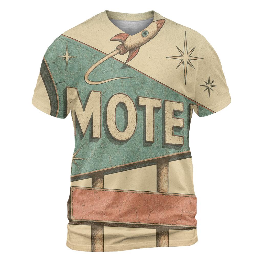 Faded Space Age Motel Sign designer pattern shirts