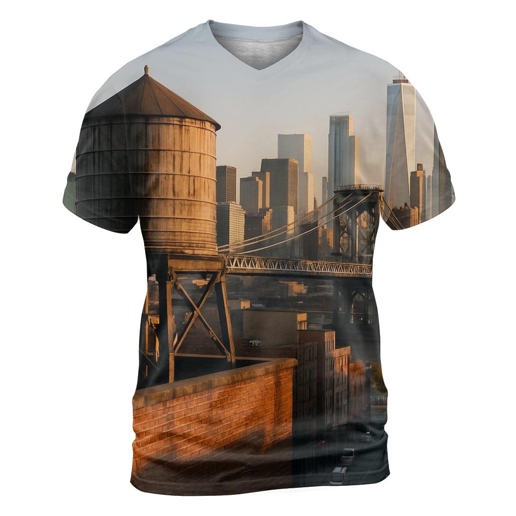 Sunrise Over Chinatown Water Towers trendy printed shirt styles