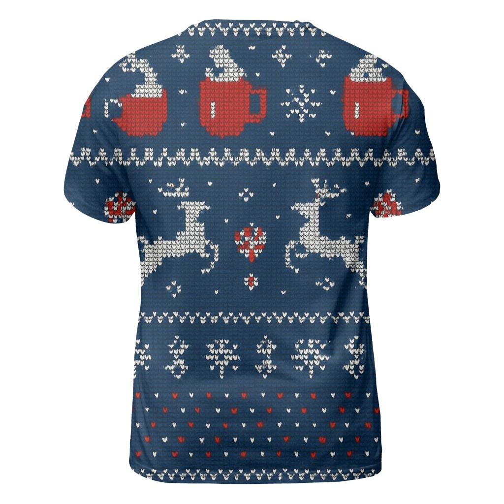 Reindeer Cocoa Mug Stripe Parade Design artistic all-over print tops