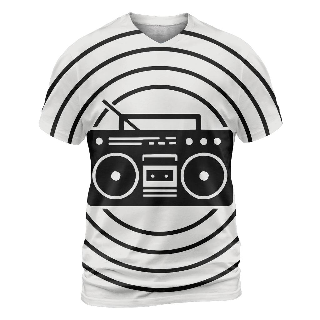 Monochrome Boombox Shadow Cast vibrant all-over design tees