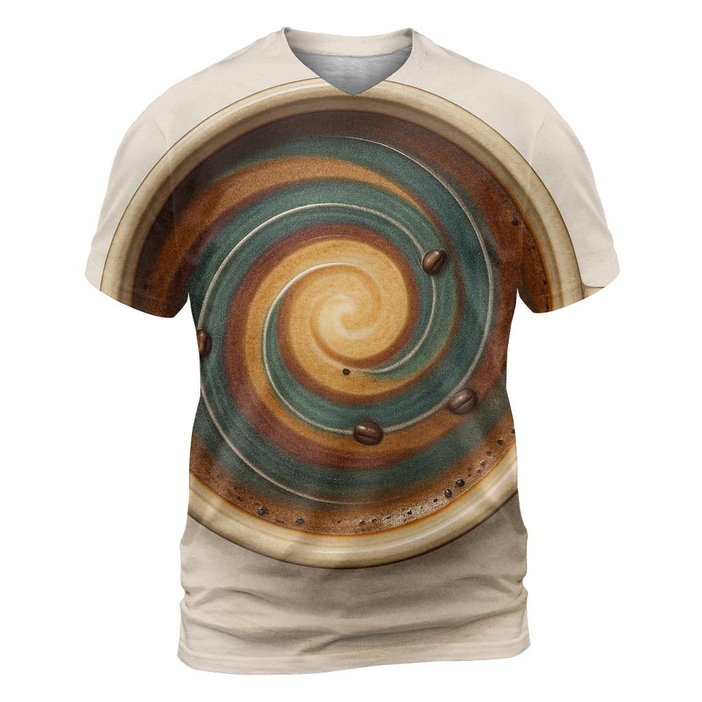 Latte Orbit Swirl statement graphic shirts