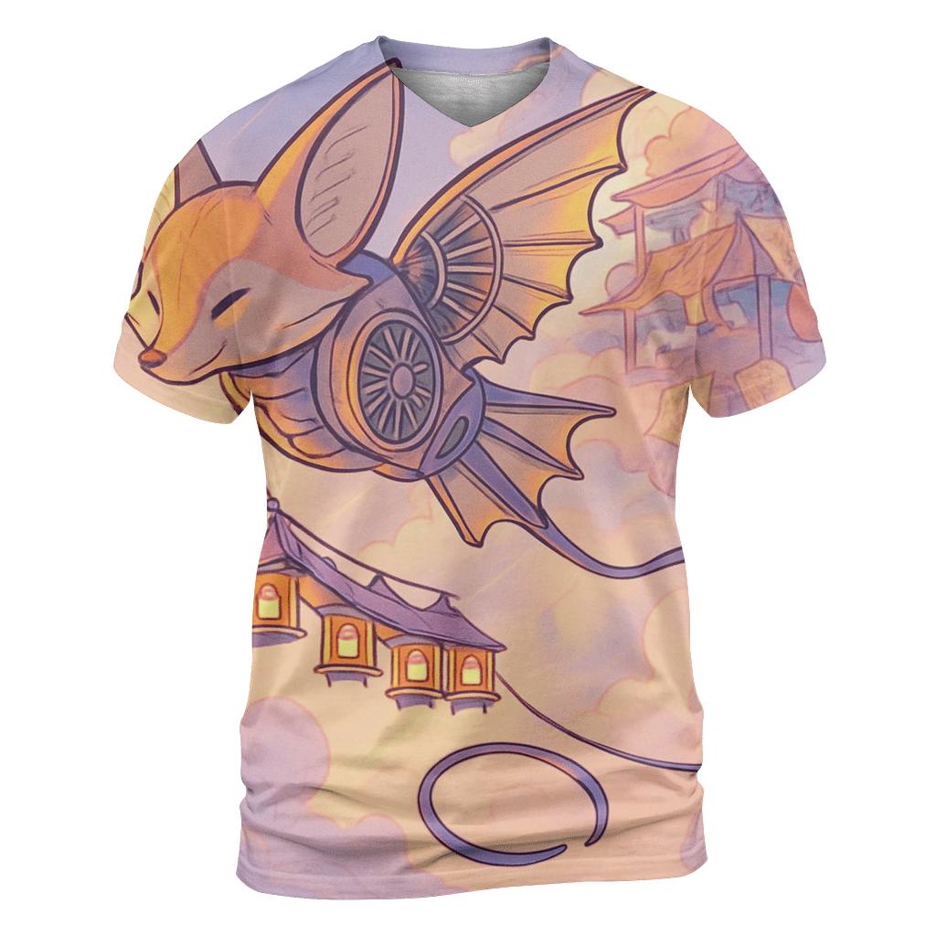Kite Engine Over The Cloud Bazaar artistic all-over print tops