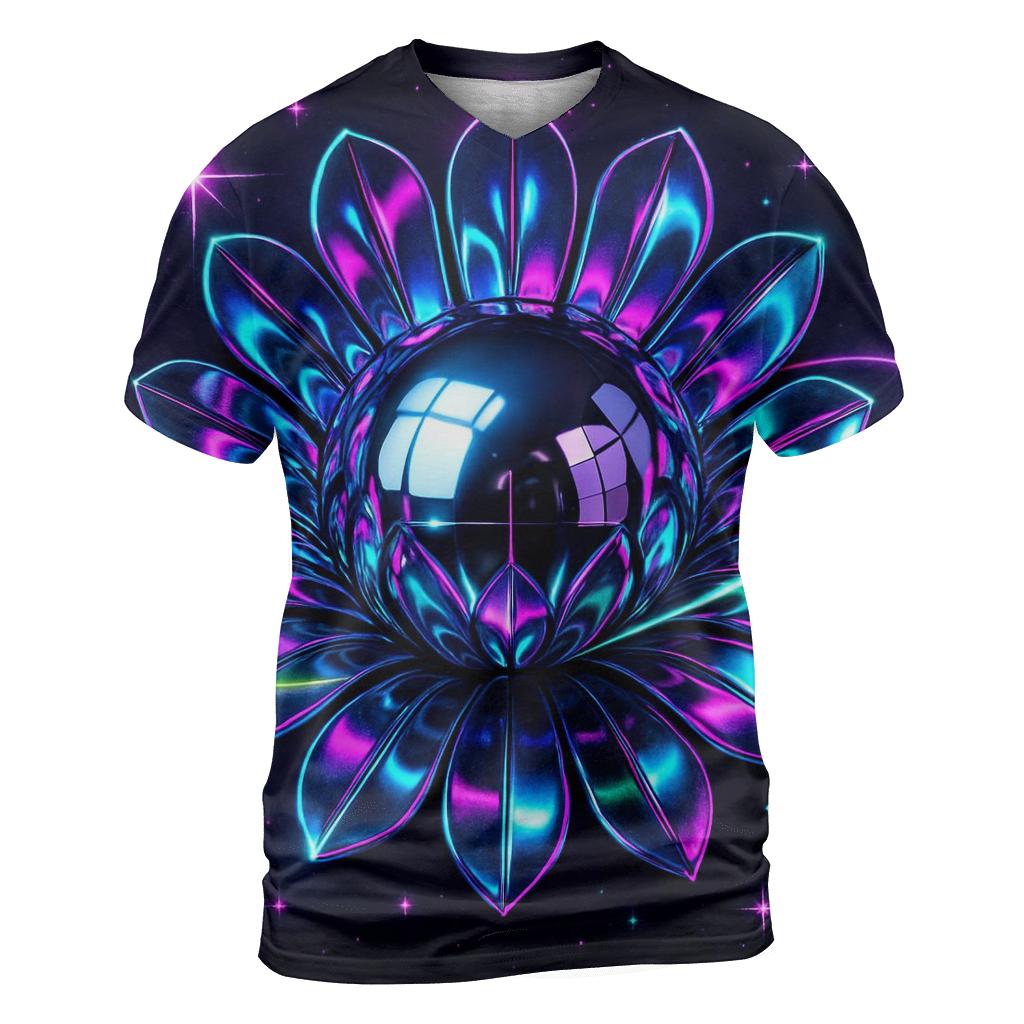 Chrome Orbit Disco Bloom creative print fashion shirts