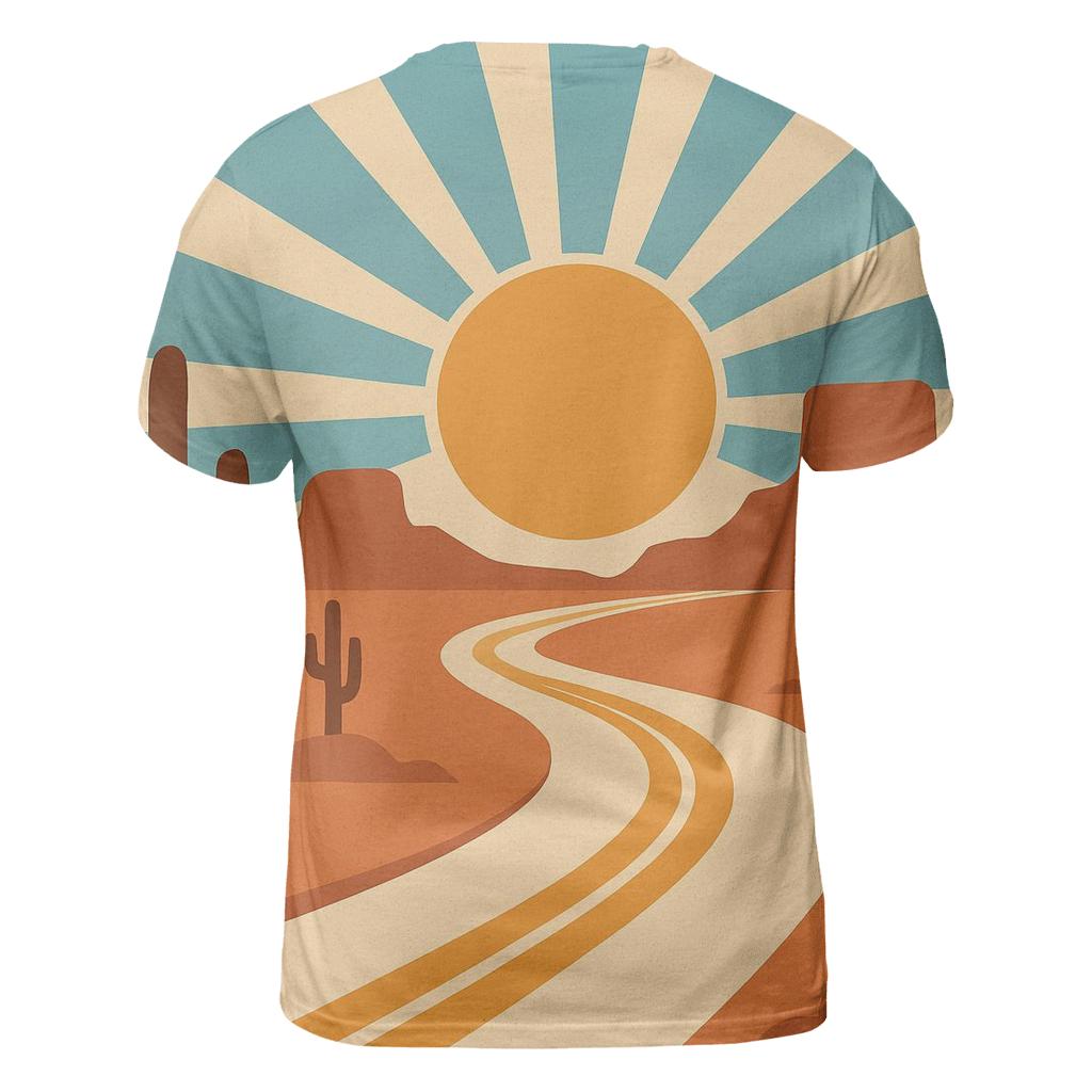 Desert Road Trip Sunburst Map vibrant all-over design tees