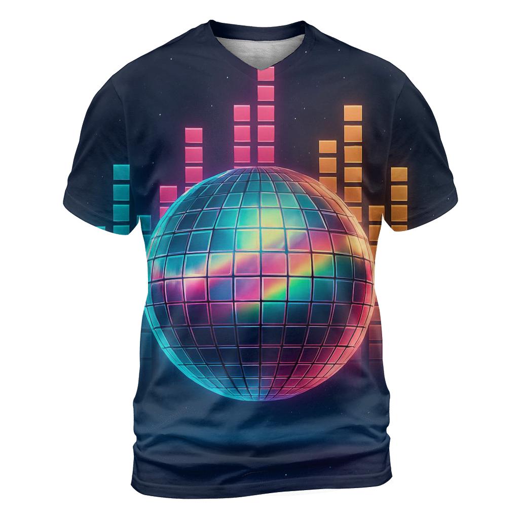 Disco Ball Aurora Grid vibrant all-over design tees