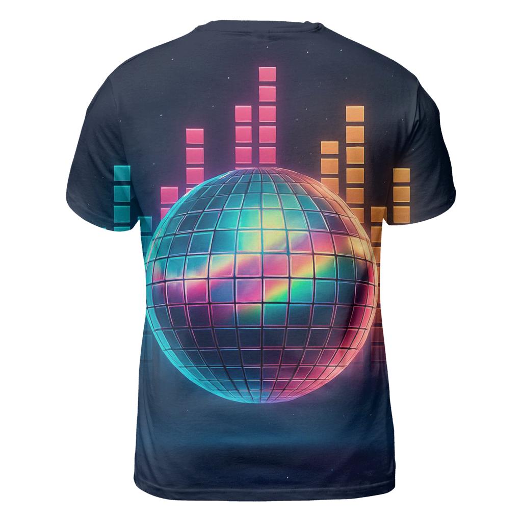 Disco Ball Aurora Grid vibrant all-over design tees