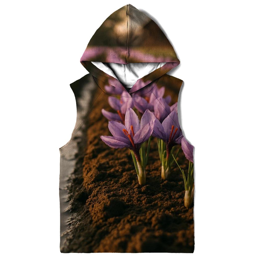 Saffron Crocus Rows After Irrigation hoodies fashion