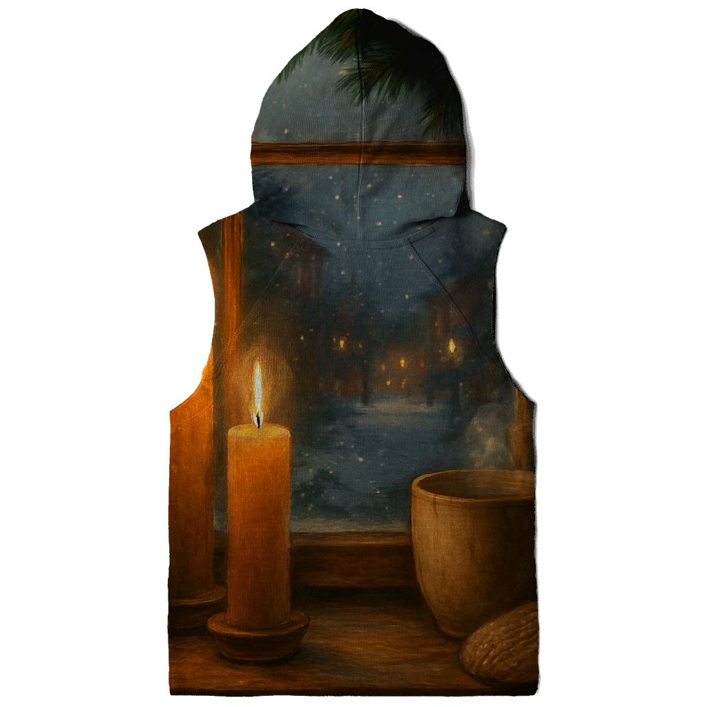 Candlelit Evergreen Window At First Snow lightweight hoodies