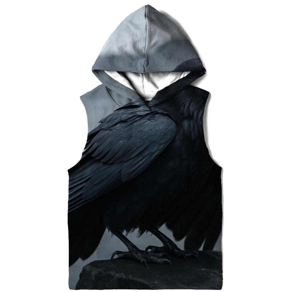 Basalt Ledge Mantling Common Raven printed hoodies