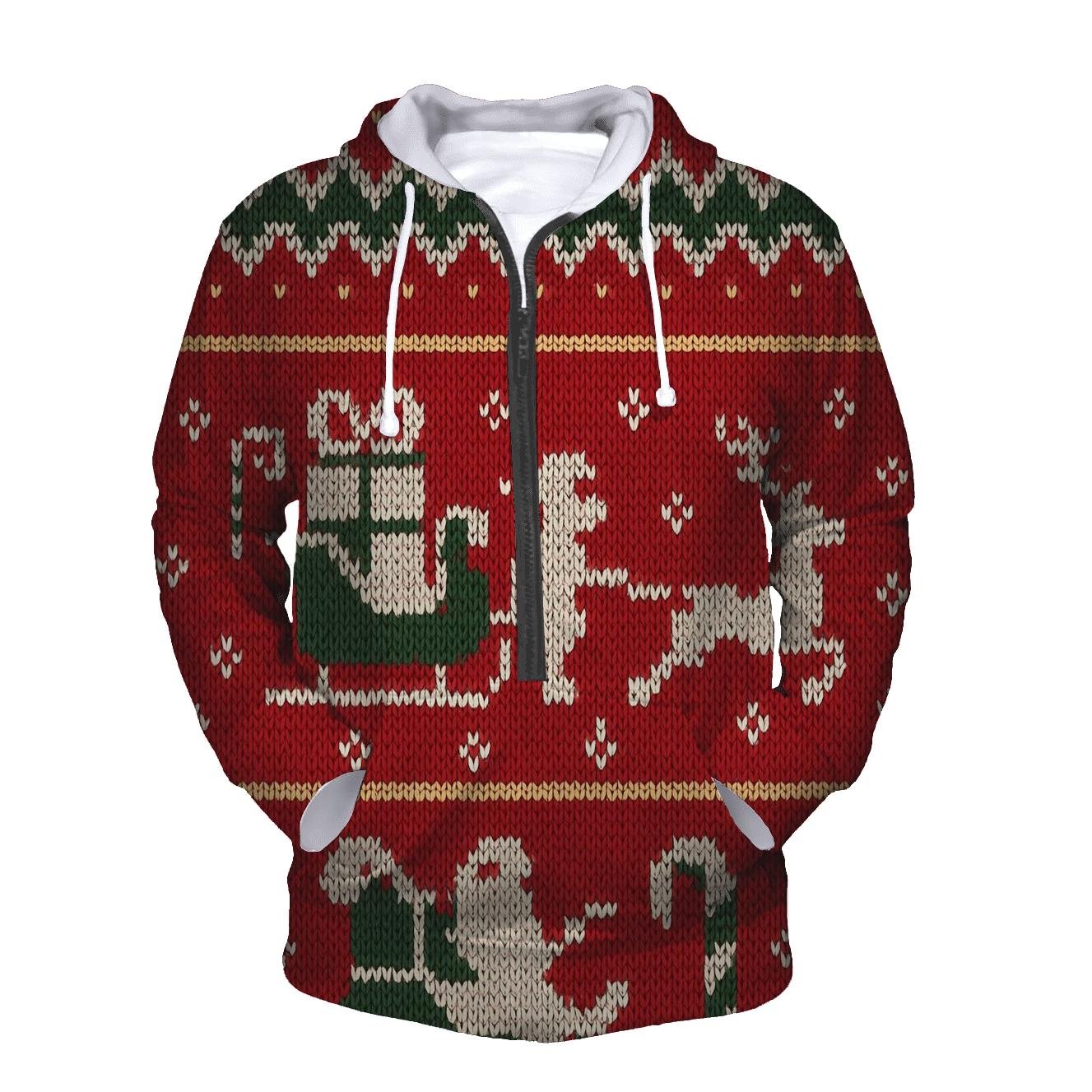 Santa Sleigh Zigzag Skyline Design designer hoodies