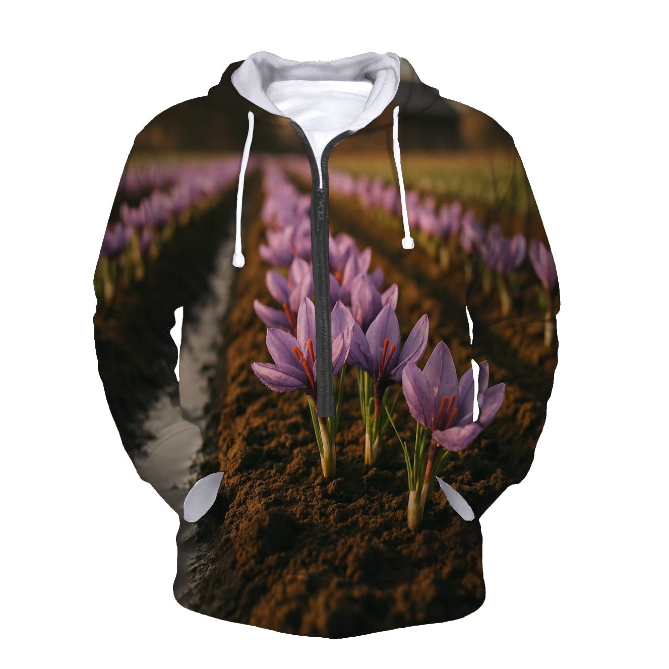 Saffron Crocus Rows After Irrigation printed hoodies