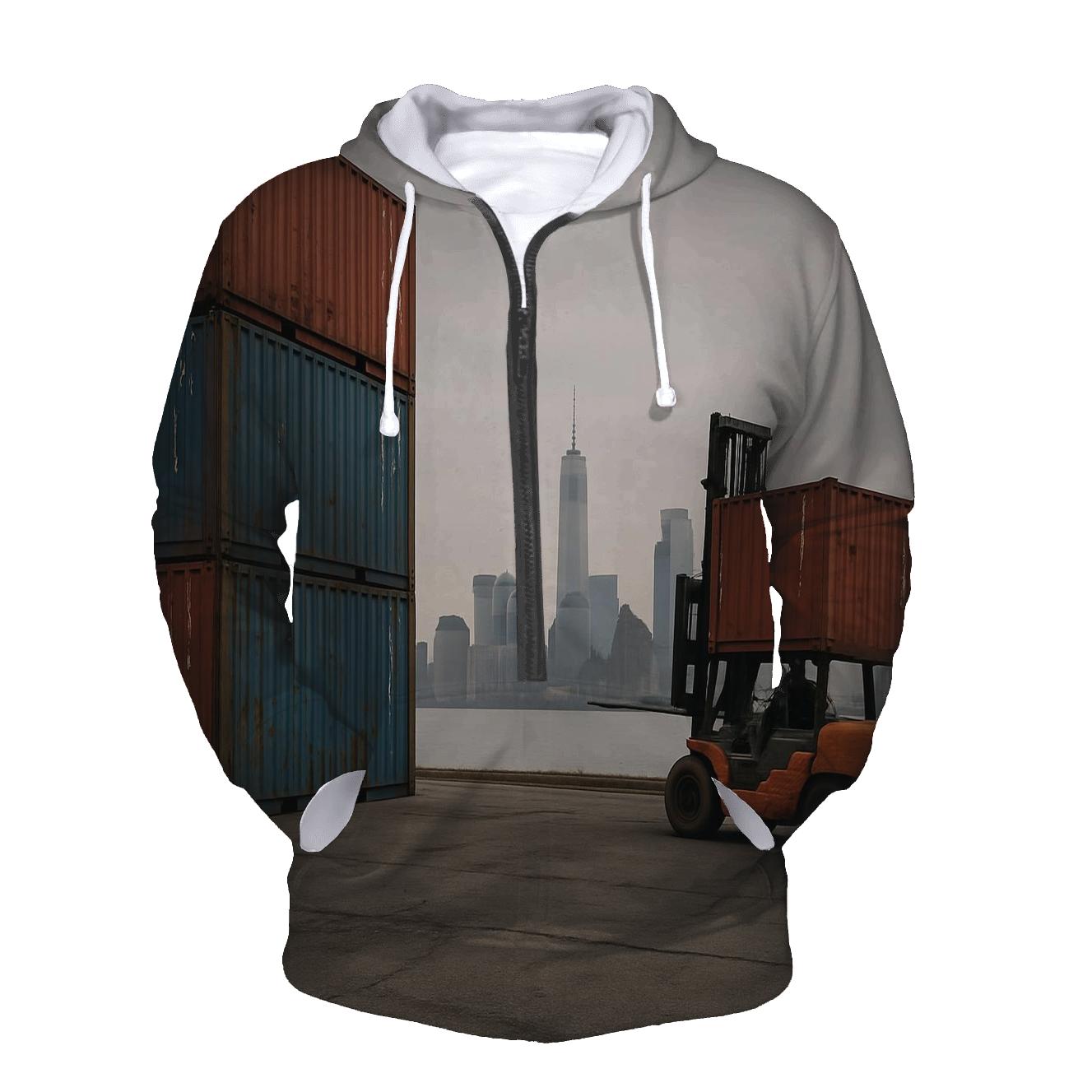 Maritime Freight Foreground At Red Hook embroidered hoodies