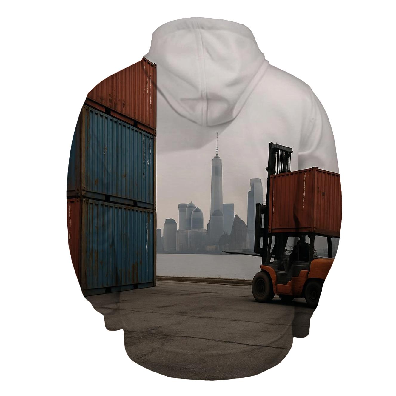 Maritime Freight Foreground At Red Hook embroidered hoodies