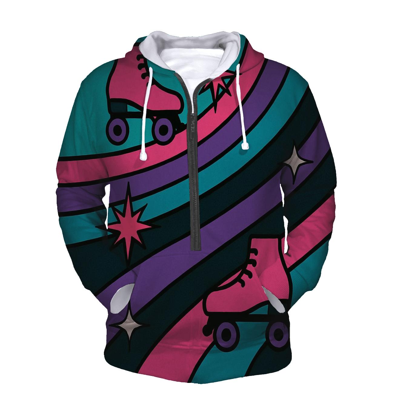 Roller Rink Neon Lanes zip-up hoodies