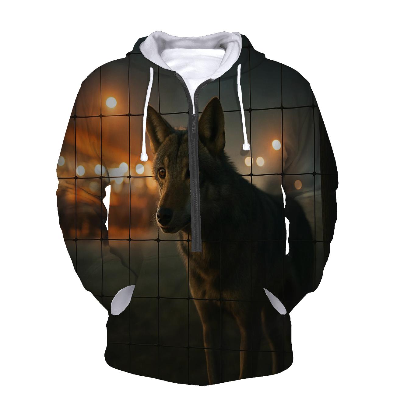 Night Market Fence Line Wolf lightweight hoodies