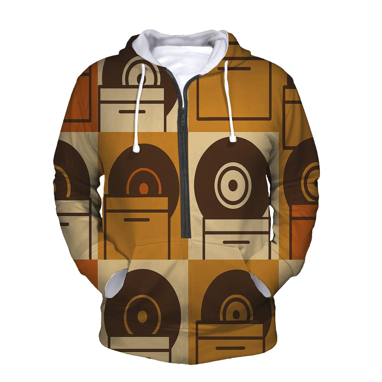 Earth Tone Record Crate Pattern printed hoodies