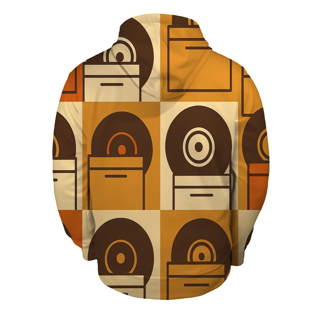 Earth Tone Record Crate Pattern printed hoodies