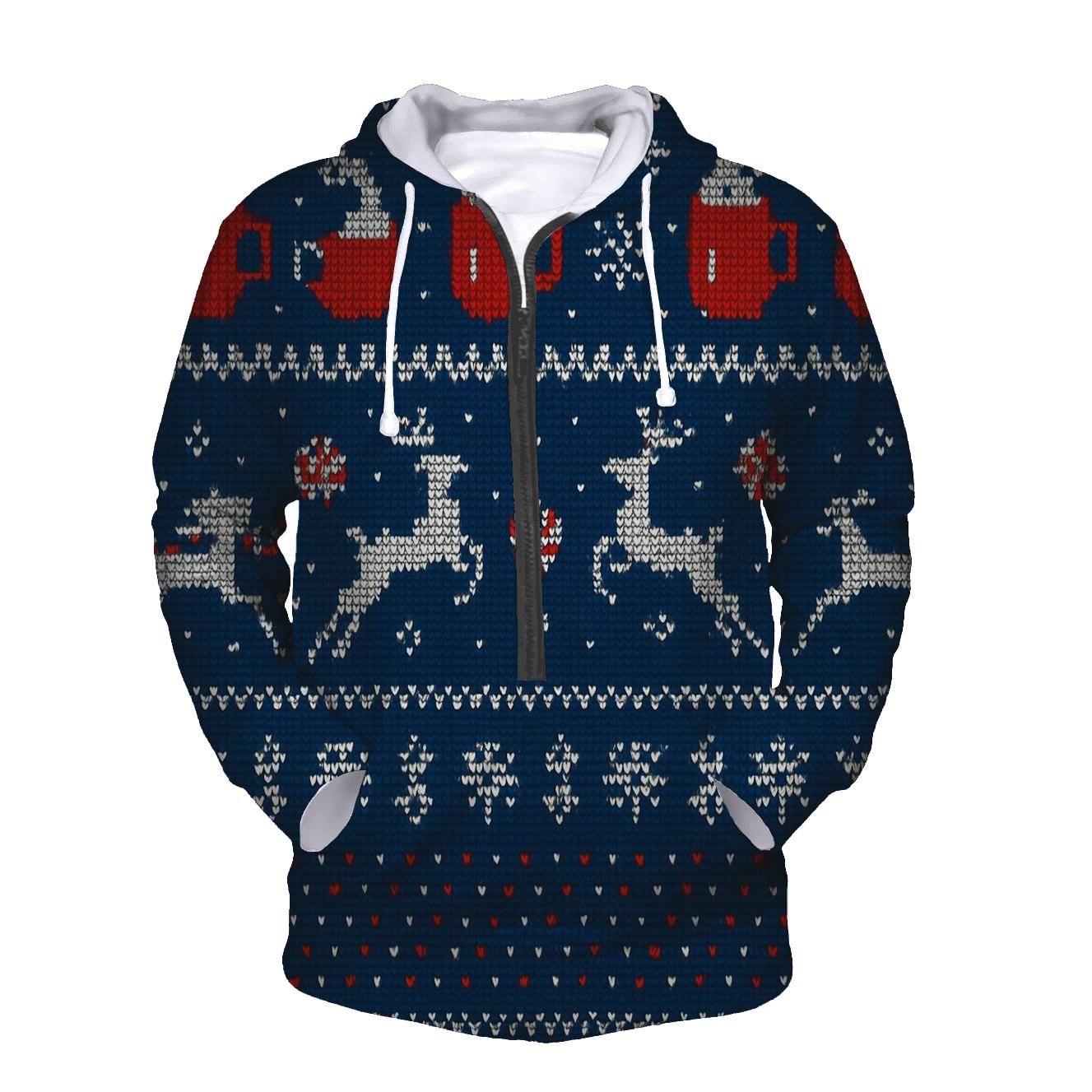 Reindeer Cocoa Mug Stripe Parade Design premium hoodies