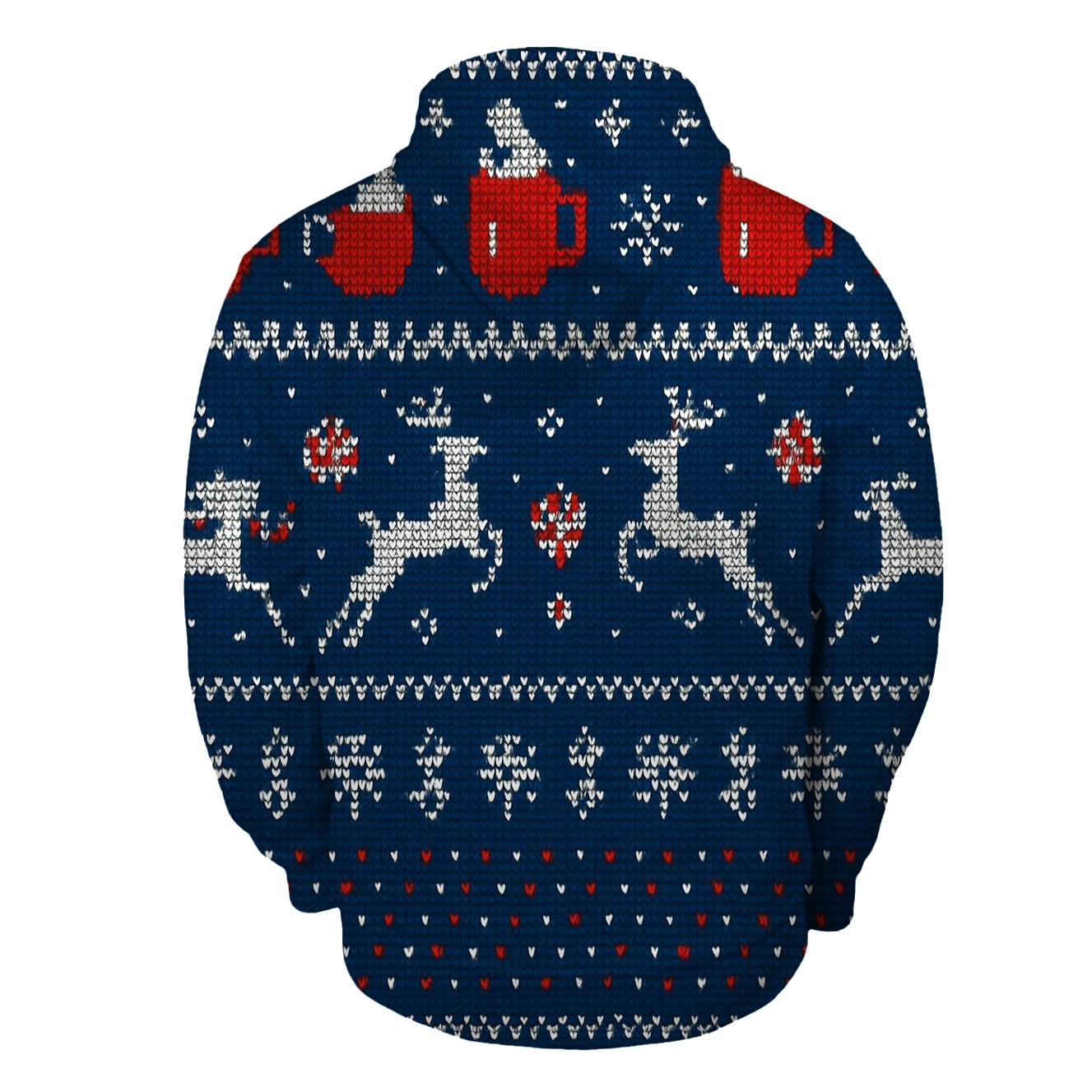 Reindeer Cocoa Mug Stripe Parade Design premium hoodies