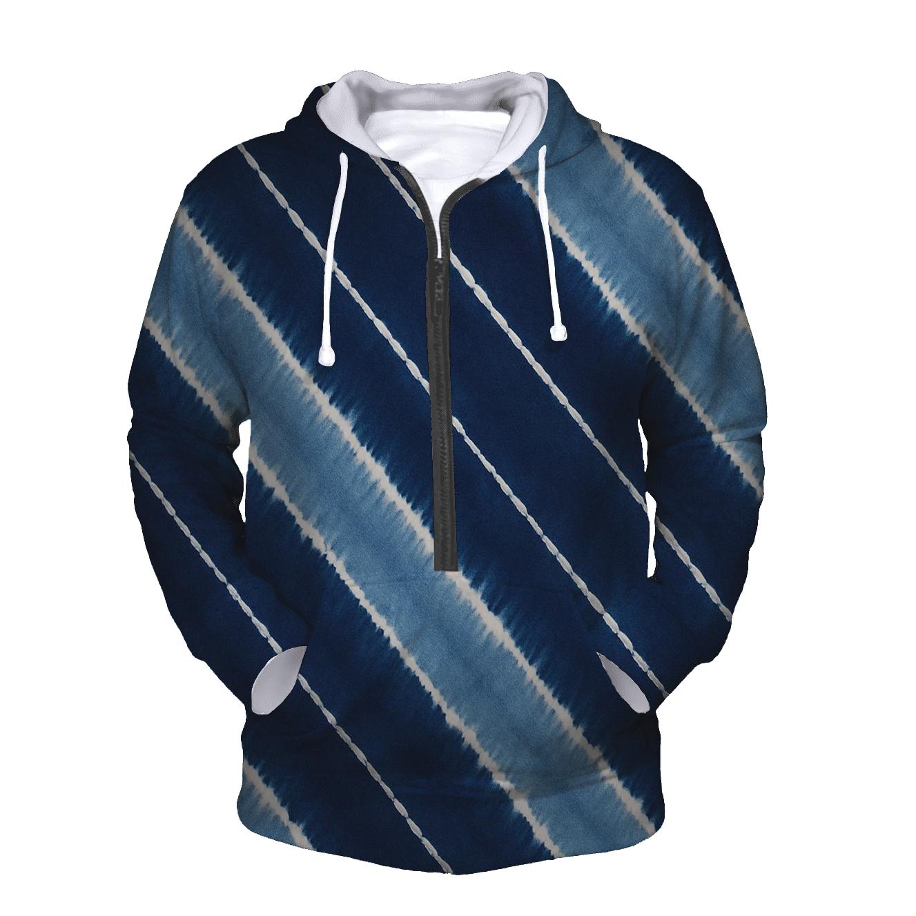 Indigo Arashi Meteor Diagonals printed hoodies