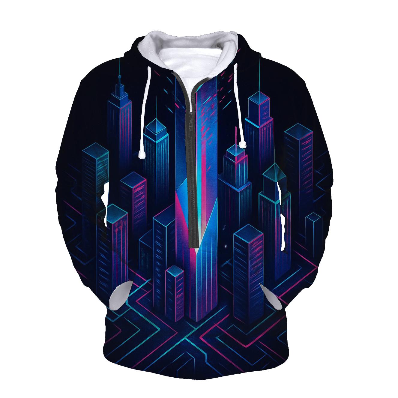 Glitch Prism City Poster designer hoodies
