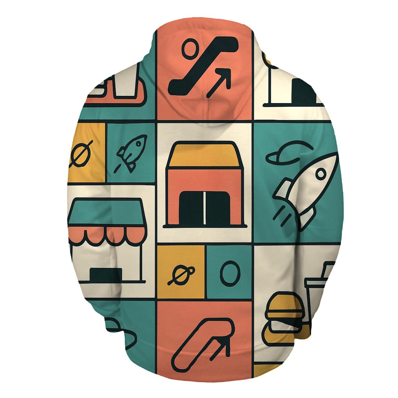 Space Mall Food Court Pattern premium hoodies